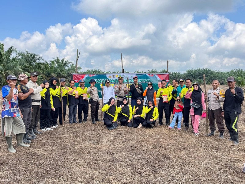 Pemdes Talang Jangkang dan Polsek Kemuning Tanam Jagung di Lahan 2 Hektare