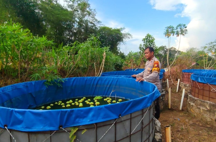 Polsek Lirik Pastikan Program 1000 Bibit Ikan Lele di Desa Sukajadi Berjalan Aman