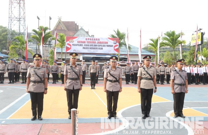 Kapolres Inhil Pimpin Upacara Sertijab Wakapolres, Kabag Ops dan Kapolsek Mandah