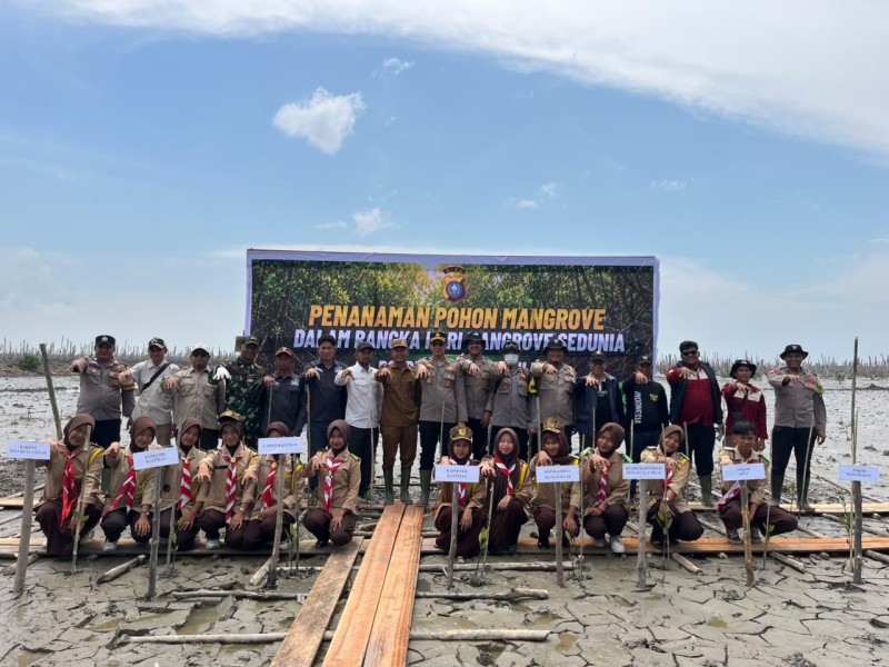 Polsek Kateman Tanam 200 Bibit Mangrove Peringati Hari Mangrove Sedunia 2026