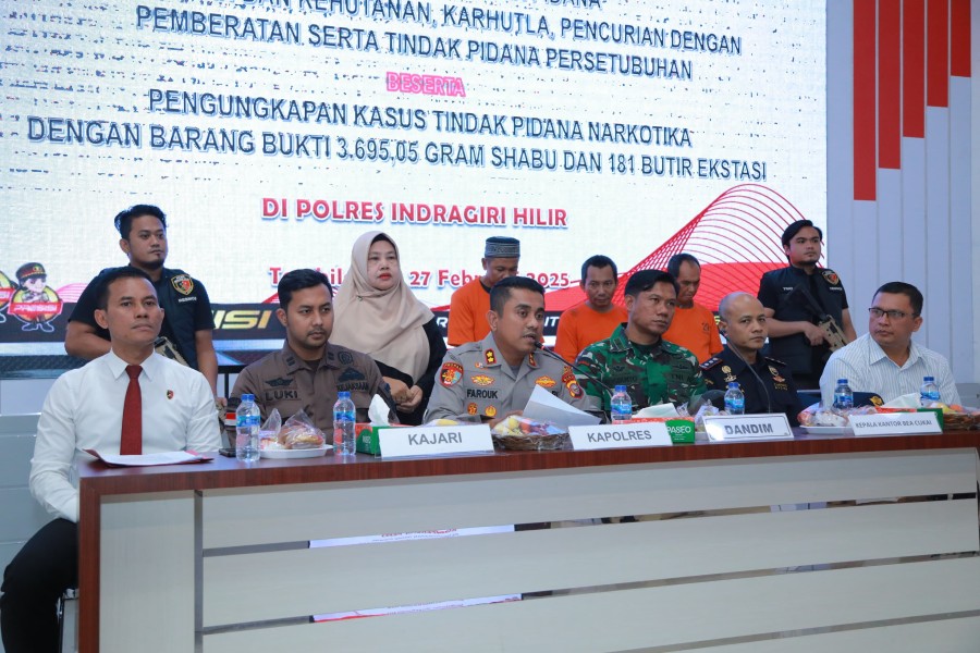 Polres Inhil Konferensi Pers Hasil Tindak Kasus Awal Tahun 2025