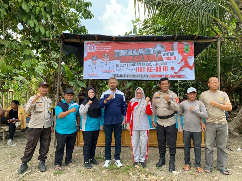 Turnamen Sepak Bola Antar Dusun Desa Lubuk Besar Resmi Dibuka, Sambut HUT RI ke 80