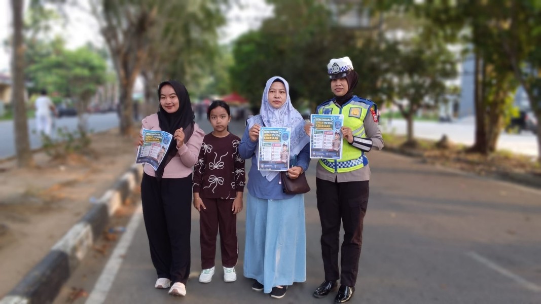 Polantas Karib Hadir di Car Free Day, Satlantas Polres Inhil Kampanyekan Keselamatan Berlalu Lintas