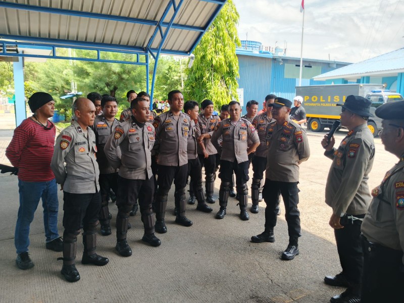 Skenario Rusuh Di PLTU Sebatak, Polres Karimun Kerahkan 1 Pleton Dalmas Inti Satsamapta.