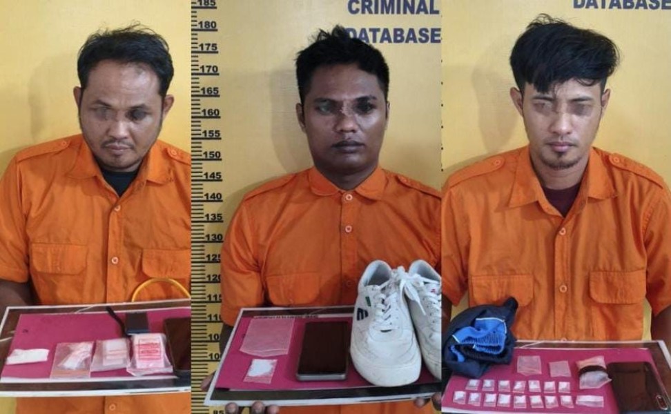 Tim Opsnal Polsek Pasir Penyu Gerebek Dua Lokasi, Ringkus Tiga Terduga Pengedar Sabu