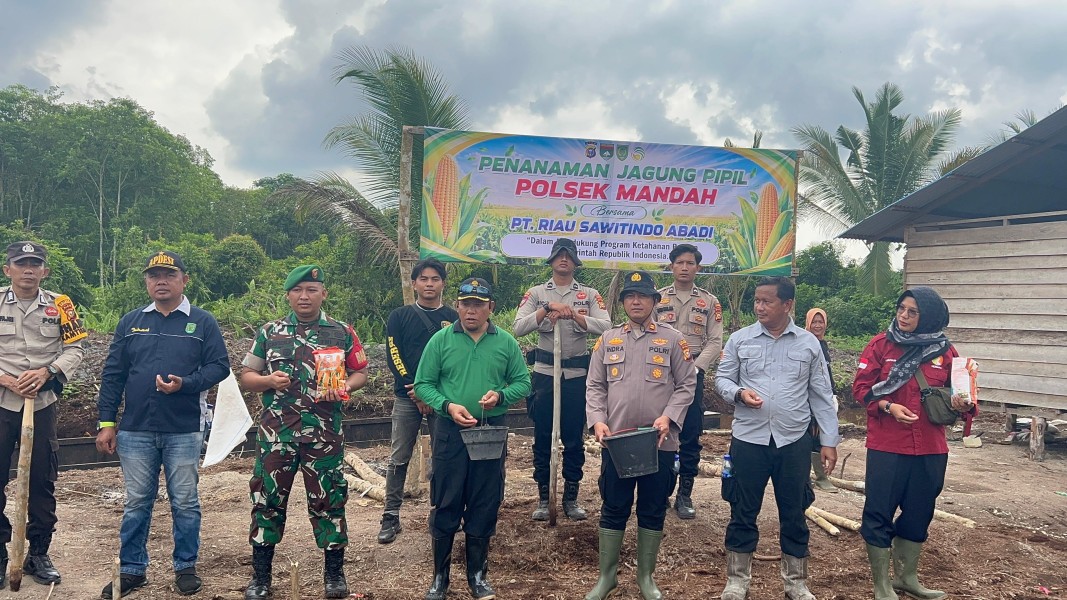 Penanaman Benih Jagung di Lahan PT. Riau Sawitindo Abadi, Wujud Dukungan Polri terhadap Program Ketahanan Pangan Nasional