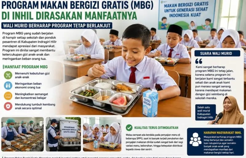 Program Makan Bergizi Gratis di Inhil Dirasakan Manfaatnya, Wali Murid Berharap Tetap Berlanjut