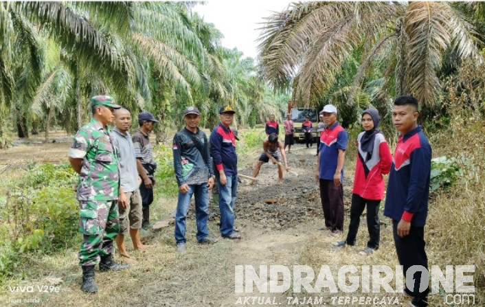 Pemdes Kemuning Tua Bangun Timbunan Jalan SMP Ujung