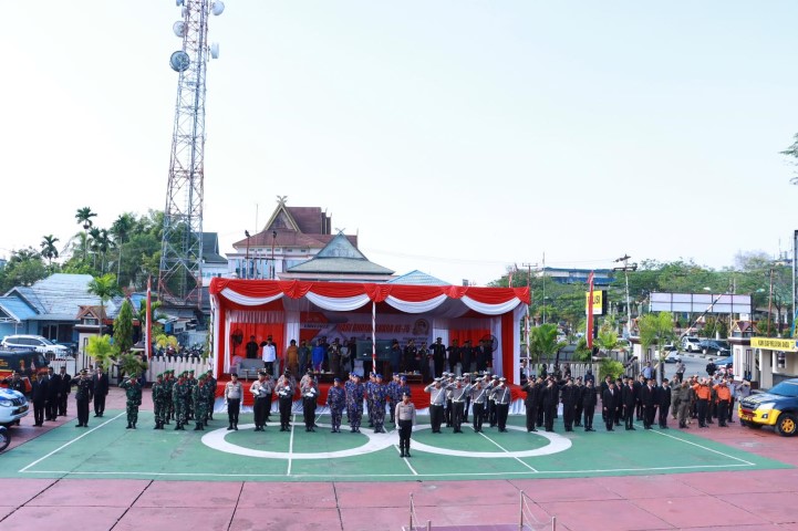 Dipimpin Joko Widodo Secara Virtual, Polres Inhil Ikuti Upacara HUT Bhayangkara ke-76