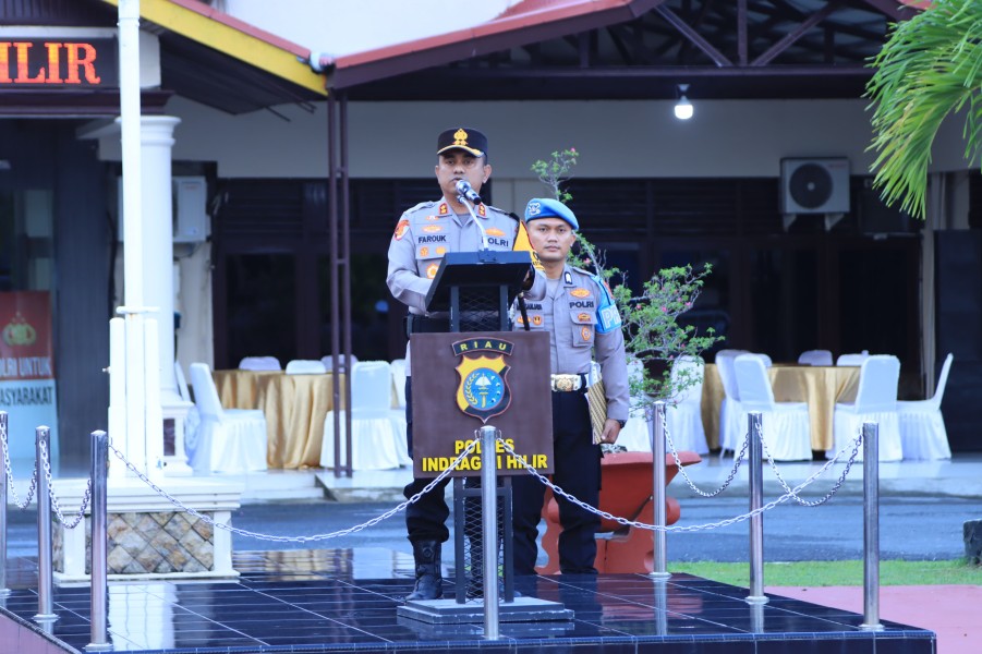 Kapolres Inhil Pimpin Apel Pengamanan Pawai Malam Takbir Idul Fitri 1447 H