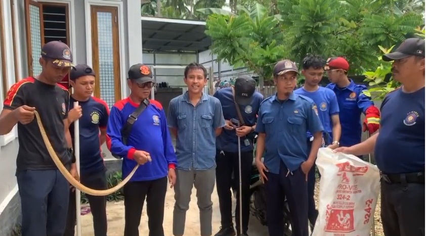 Tim DPKP Inhil Berhasil Menangkap Seekor Ular Kobra, Masyarakat Ucapkan Terimakasih