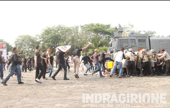 Polres Inhil Gelar Simulasi Pengendalian Massa Pengamanan Pilkada