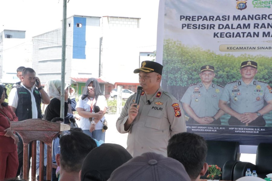 Dukung Green Policing Kapolda Riau, Polres Rohil Gelar Preparasi Mangrove sebagai Benteng Pesisir di Sinaboi