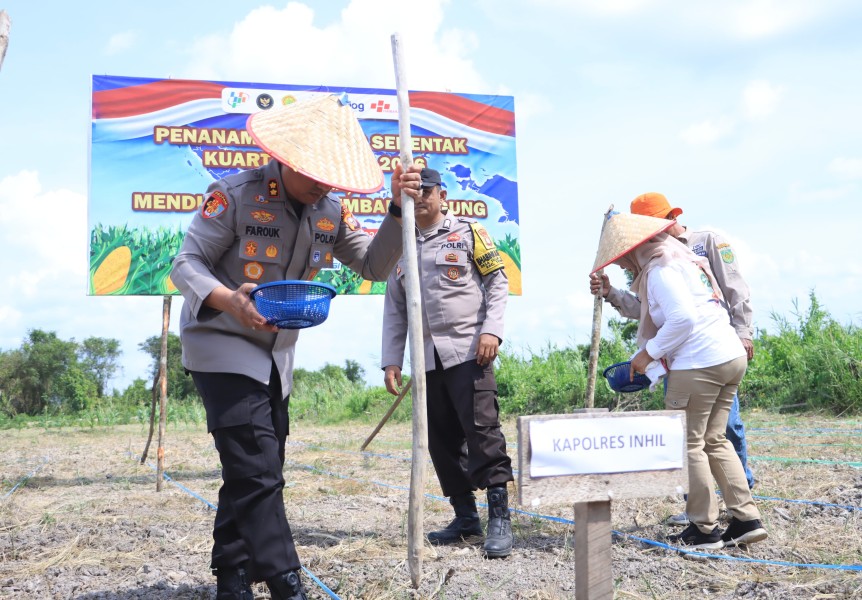 Polres Inhil Ikuti Zoom dan Laksanakan Penanaman Jagung Serentak Kuartal I 2026 di Tempuling