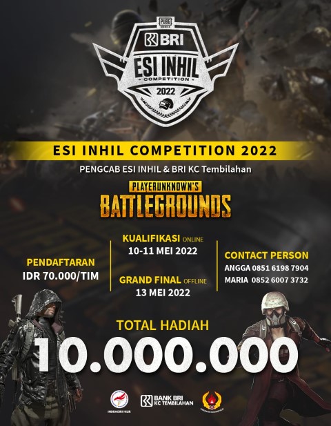 ESI Inhil dan BRI akan Gelar Tournamen PUBG Berhadiah Total 10 Juta Rupiah