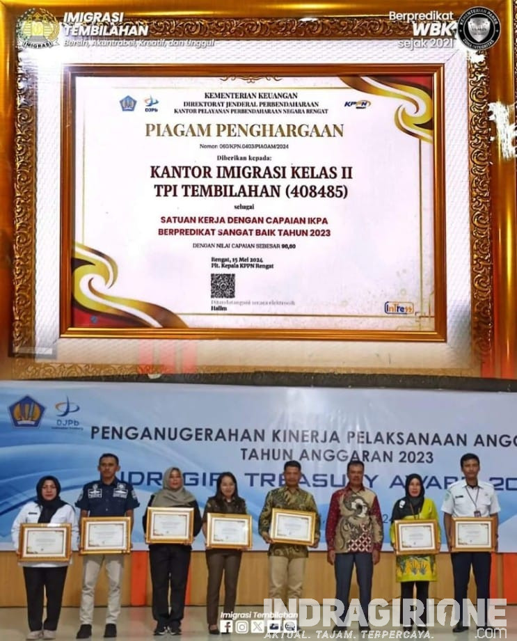Imigrasi Tembilahan Kembali Raih Penghargaan IKPA Sangat Baik