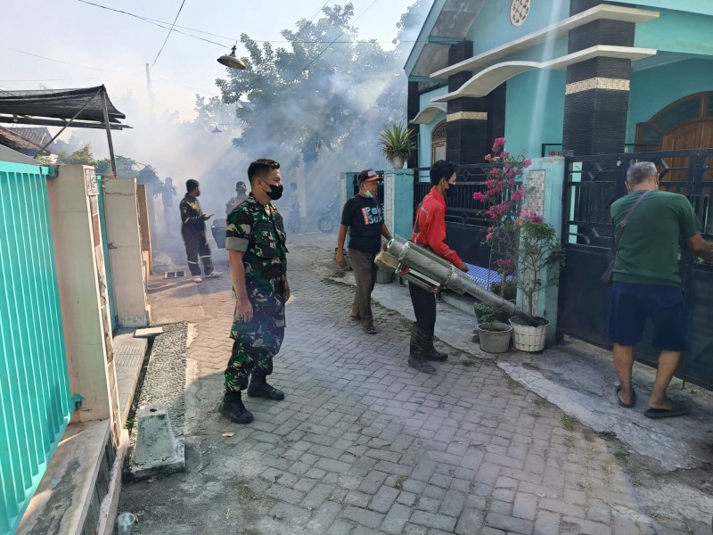 Babinsa Koramil Jombang Dampingi Kegiatan Fogging Cegah Penyebaran DBD