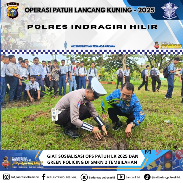 Satlantas Polres Inhil Sosialisasikan Ops Patuh LK 2025 dan Green Policing di SMKN 2 Tembilahan