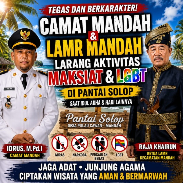 Camat Mandah dan LAMR Kecamatan Mandah Tegaskan Larangan Aktivitas Maksiat dan LGBT di Kawasan Wisata Pantai Solop