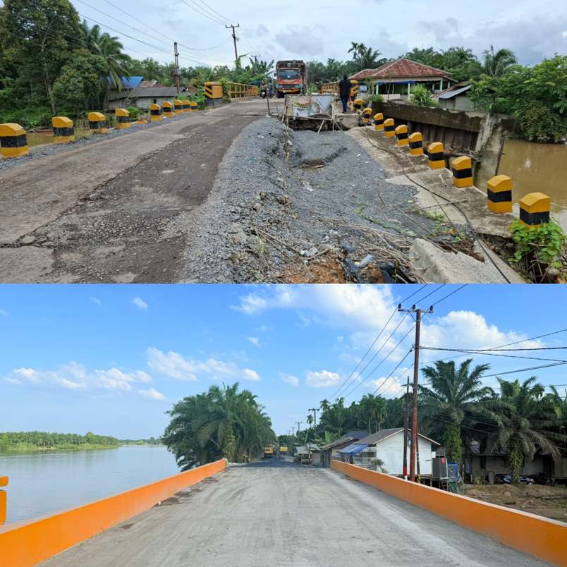 Jembatan Sekayan Deras Inhu Tuntas Diperbaiki, Kades Teluk Sungkai: Terima Kasih Gubernur Riau!