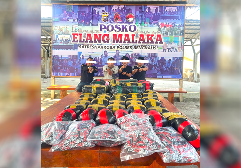 Polres Bengkalis Bongkar Peredaran Narkotika, Sita 28,97 Kg Sabu, 122.629 Ekstasi dan 394 Cartridge Etomidate