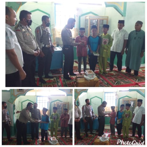 Kapolsek Kuantan Hilir Berikan Bantuan  pada Rumah Tahfizd Al Falah Desa Tanjung Kecamatan Kuantan Hilir Seberang Kuansing