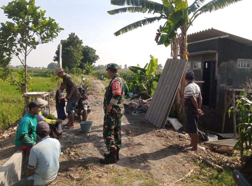 Babinsa Koramil Kota Jombang Serda Asrofin Pantau Desa Tunggorono