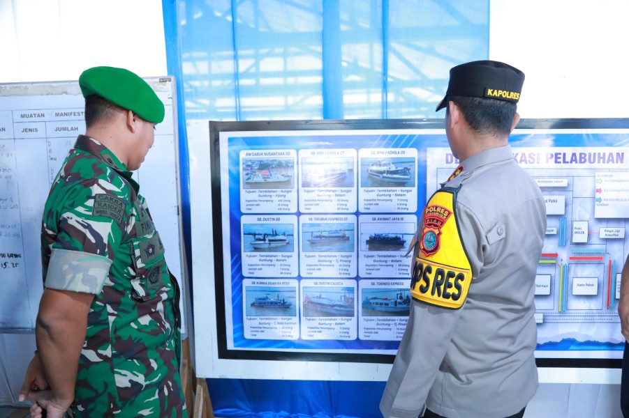 Kapolres dan Dandim 0314/Inhil Pantau Jalur Mudik di Pelabuhan Pelindo