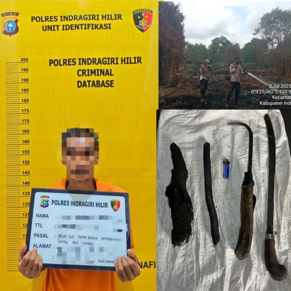 Polres Inhil Amankan Seorang Petani Diduga Membakar Lahan Seluas 5 Hektare