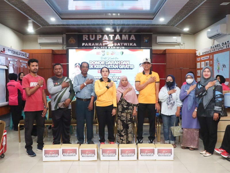 Sambut HUT Bhayangkara Ke 80, Polres Karimun Gelar Bakti Donor Darah Dan Layanan Gratis.