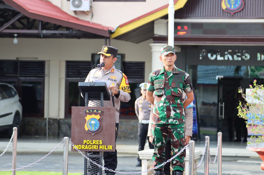 Apel Persiapan  Pengamanan Tahun Baru 2026, Polres Inhil Siagakan 195 Personel Gabungan
