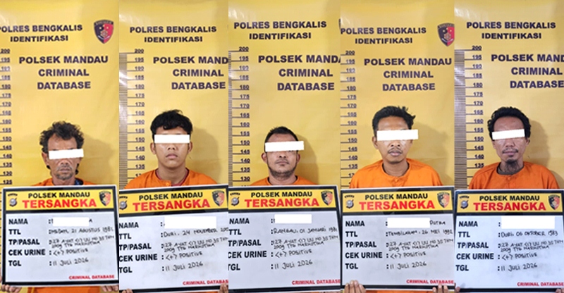 Lima Warga Bathin Solapan Ditangkap Polsek Mandau, Terjerat Penyalahgunaan Sabu