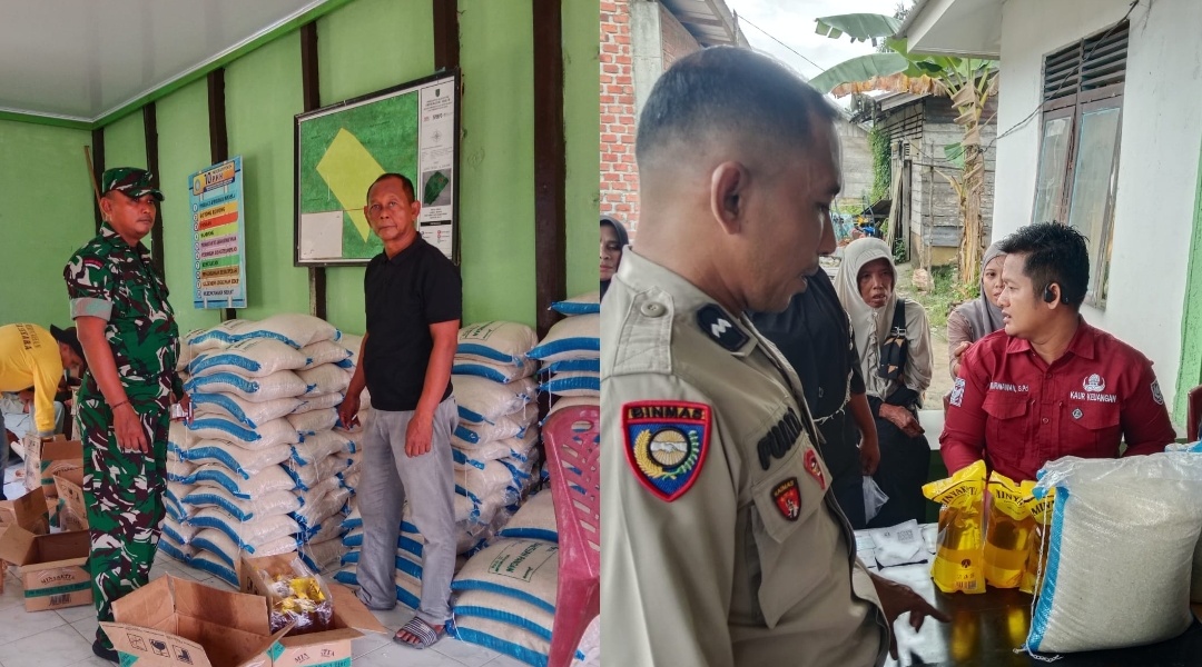 Pemdes Limau Manis Salurkan Bantuan Pangan Bulog Berupa Beras dan Minyak untuk Warga