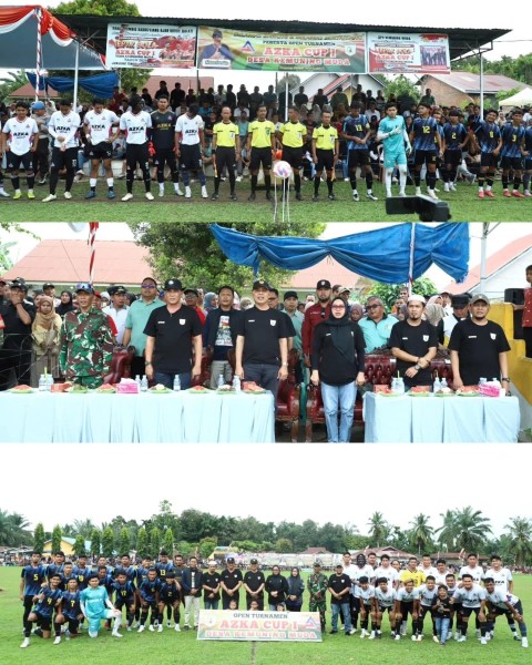 Bupati Inhil Tutup Open Turnamen Sepak Bola Azka Cup 1 di Kemuning Muda