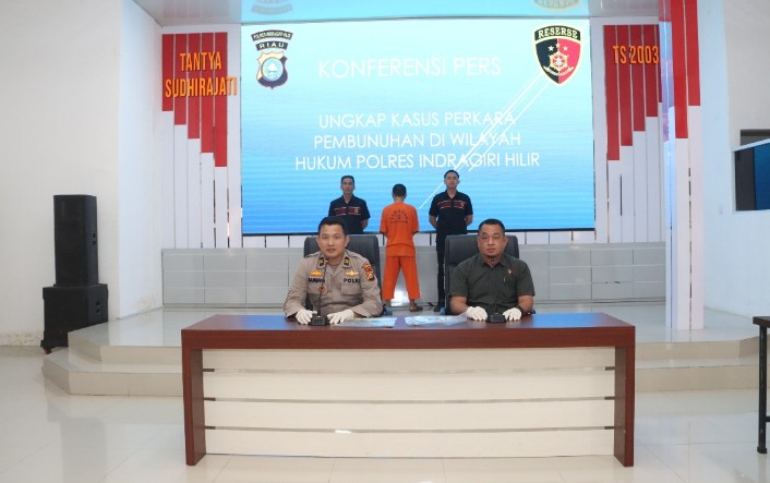 Polres Inhil Press Rilis Pelaku Penikaman di Tempuling