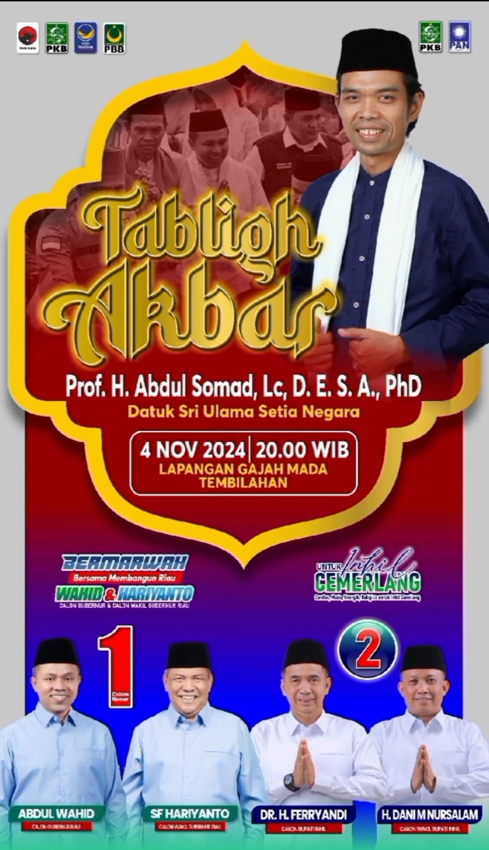 Hadiri Tablig Akbar UAS bersama BERMARWAH dan FERMADANI di Lapangan Gajah Mada Tembilahan