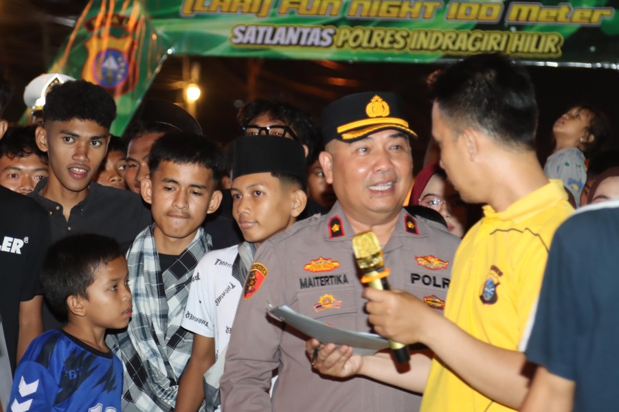 Lomba Lari Fun Night 100 Meter 2026, Polres Indragiri Hilir Ajak Generasi Muda Jauhi Balap Liar