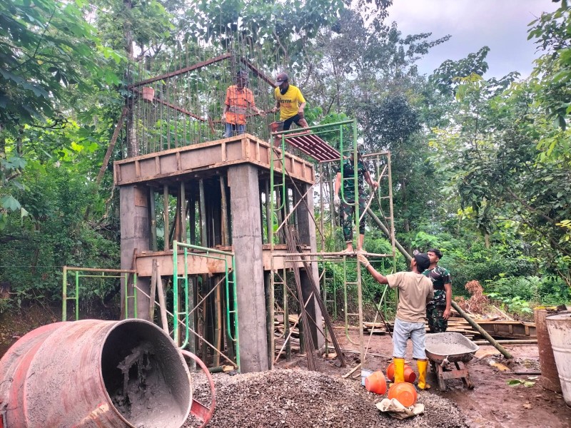Pembuatan Tandon Air TMMD Ke-128 di RT 20 RW 07 Brabe Capai 50 Persen
