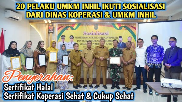 Berikan Kemudahan dan Perkembangan UMKM serta Koperasi di Inhil, Wabup H.Syamsuddin Uti Serahkan Sertifikat